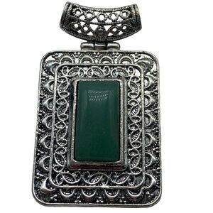 Green Adventurine Gemstone Sterling Silver 925 Pendant 2 5/8in